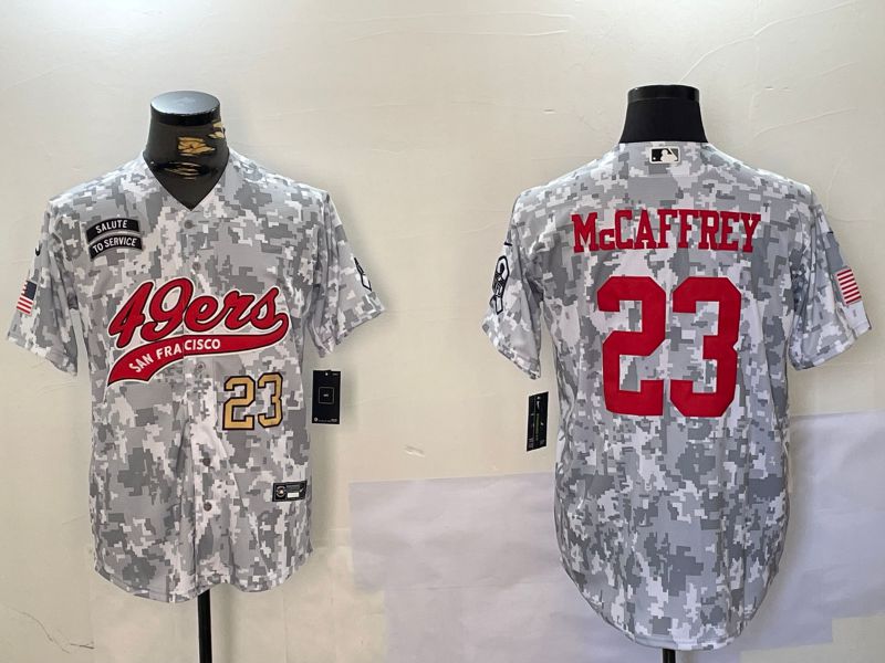 Men San Francisco 49ers #23 Mccaffrey Nike Arctic Camo 2024 Salute to Service Limited NFL Jersey style 4